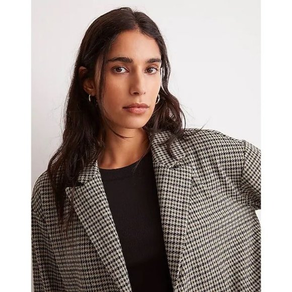 Madewell NWT Oversized Knit Blazer in Houndstooth True Black size Medium - Picture 10 of 10